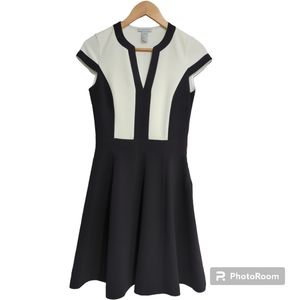 White & Black Fit and Flare Dress